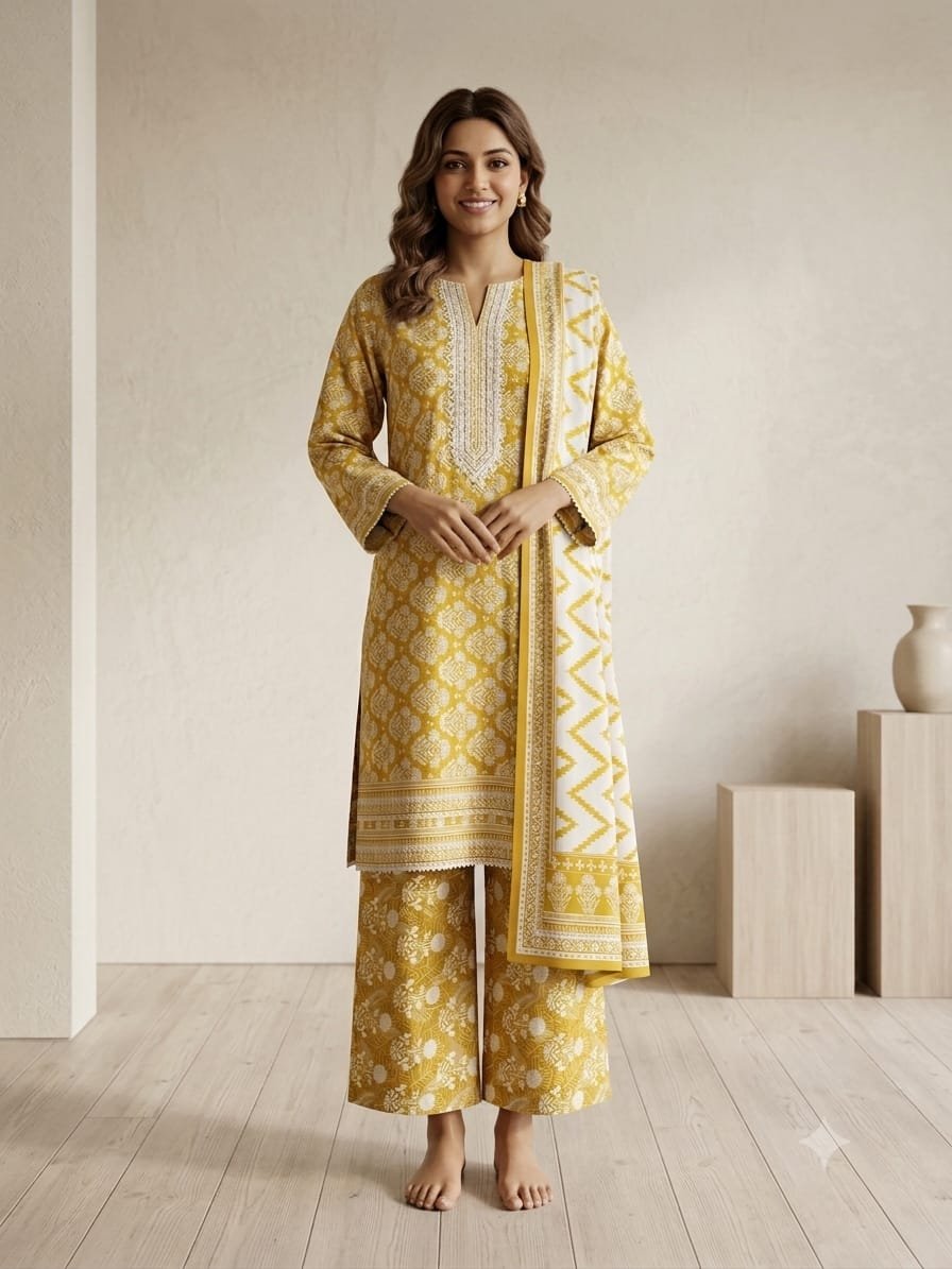 Saffron Mirage – 3 Piece Printed Lawn Suit