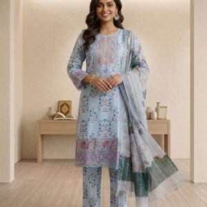 Azure Garden – 3 Piece Embroidered Lawn Suit