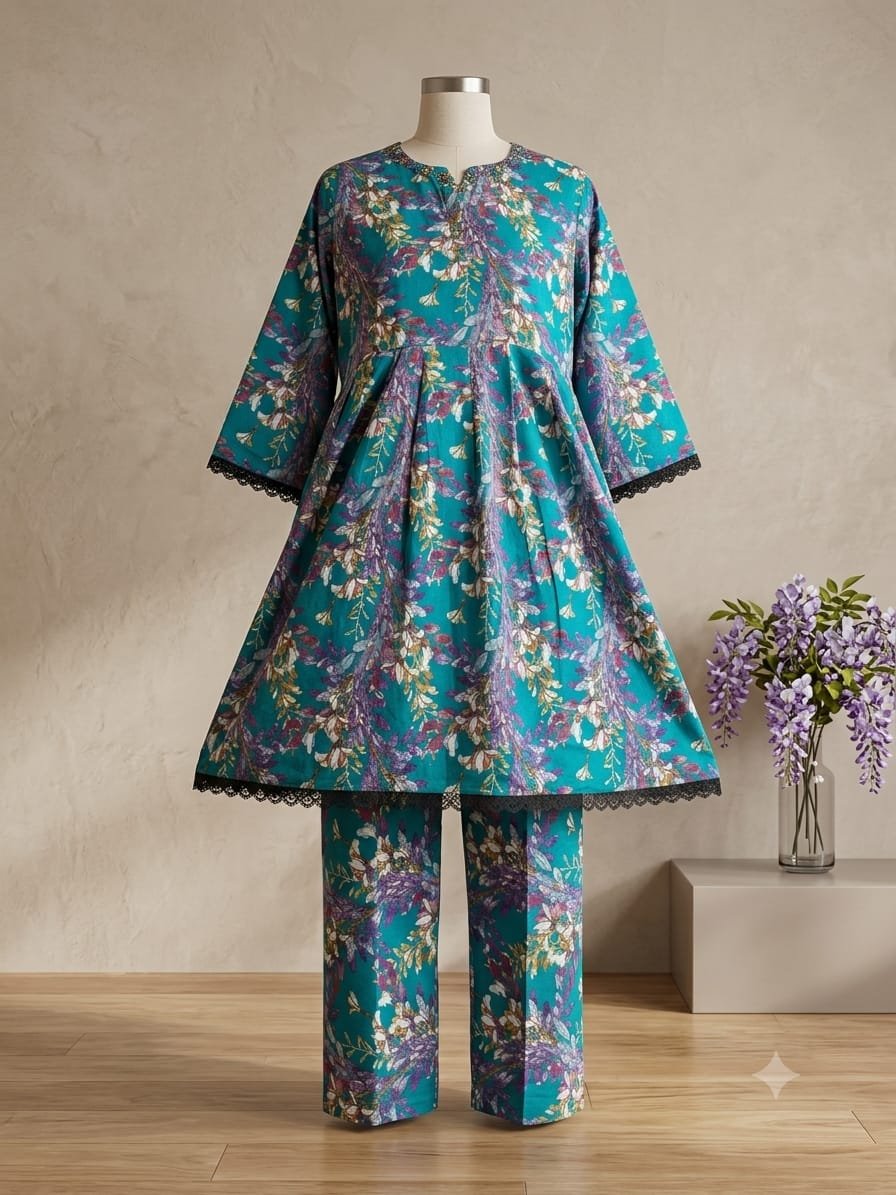 Peacock Peplum – 2 Piece Printed Lawn Suit