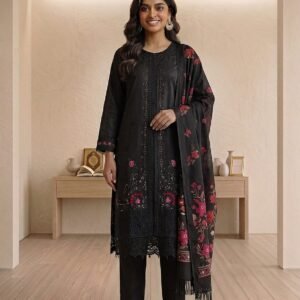 Onyx Blossom – 3 Piece Printed Lawn Suit