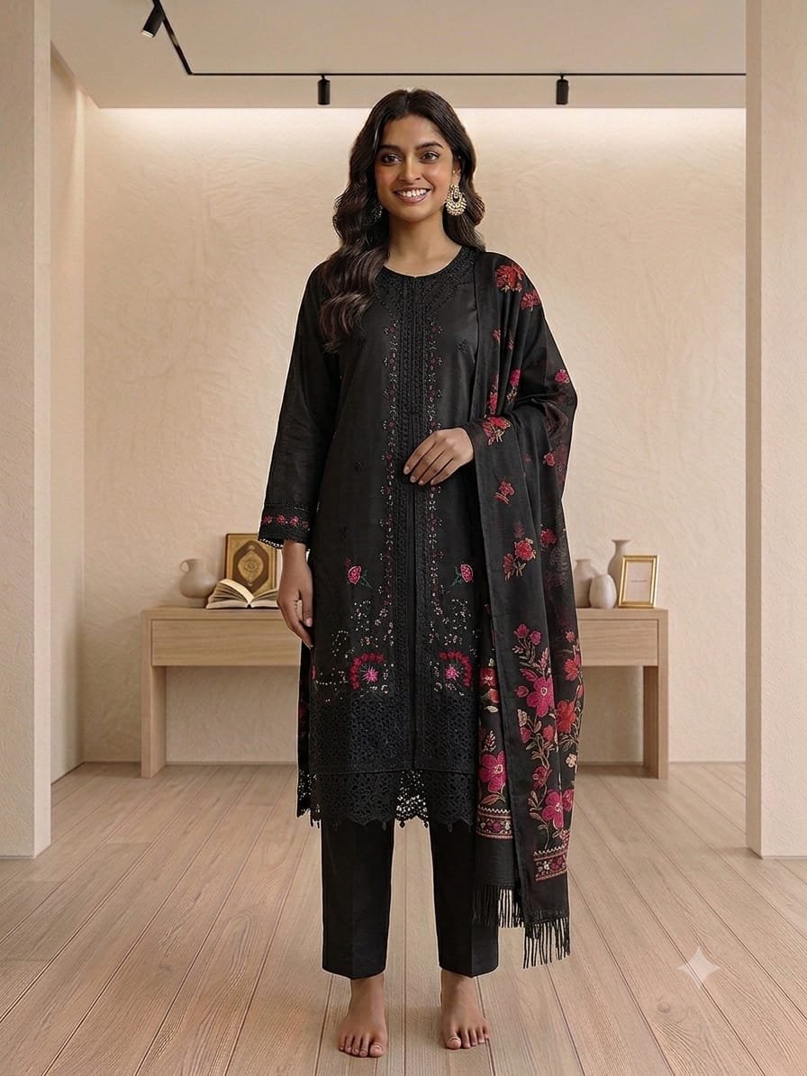 Onyx Blossom – 3 Piece Printed Lawn Suit