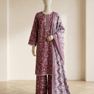 Mauve Mist – 3 Piece Printed Lawn Suit