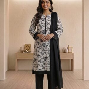 Smoke & Petal – 3 Piece Printed Lawn Suit