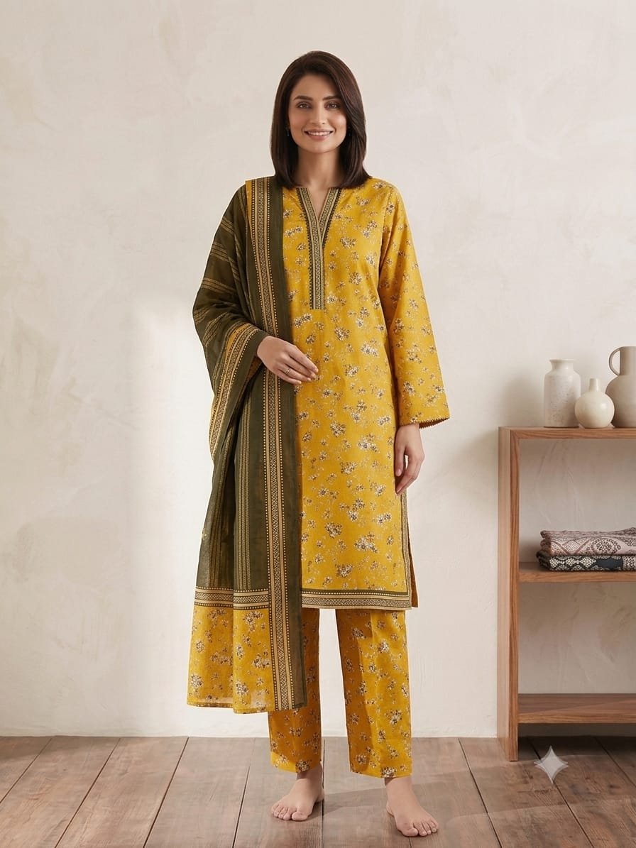 Olive Ode – 3 Piece Printed Lawn Suit