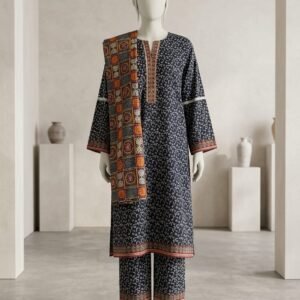 Obsidian Heritage – 3 Piece Printed Lawn Suit