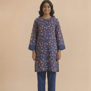 Navy Sprig – 2 Piece Printed Lawn Suit