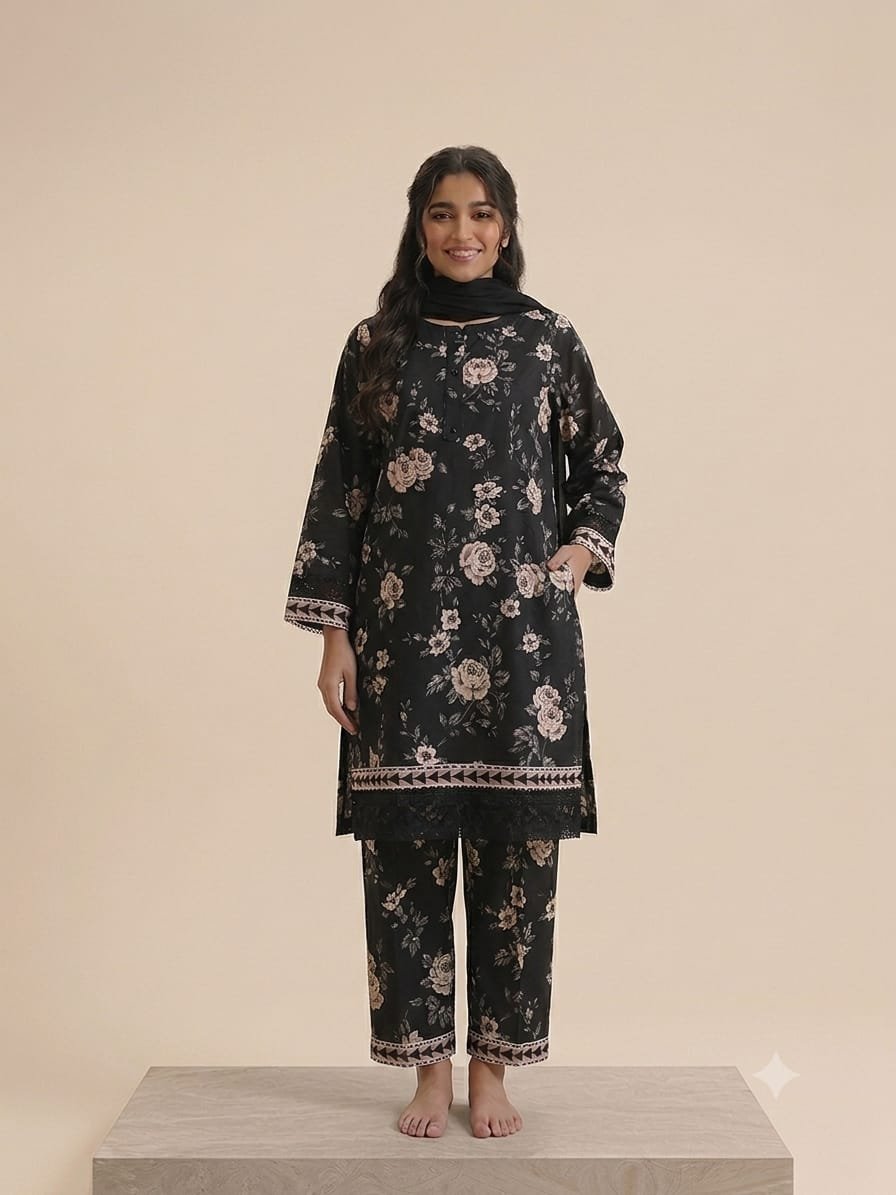Noir Garden – 2 Piece Printed Lawn Suit
