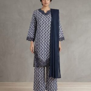Midnight Mosaic – 3 Piece Printed Lawn Suit