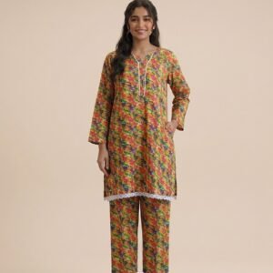 Tangerine Bloom – 2 Piece Printed Lawn Suit