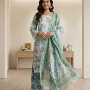 Sage Serenade – 3 Piece Printed Lawn Suit