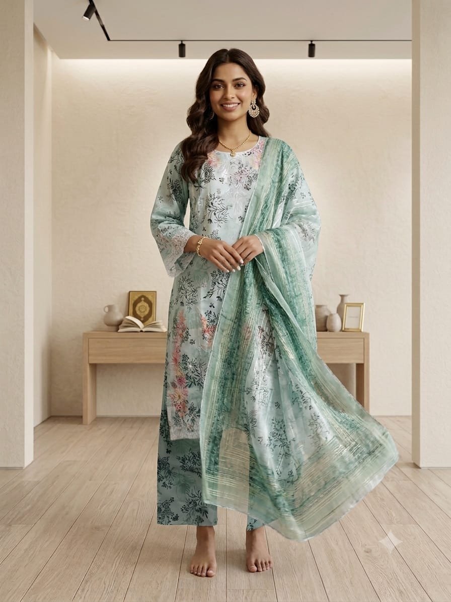 Sage Serenade – 3 Piece Printed Lawn Suit