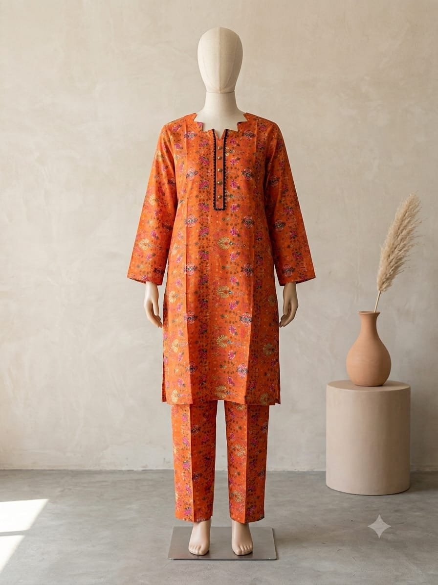 Sunset Ember – 2 Piece Printed Lawn Suit