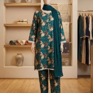 Deep Sea Bloom – 3 Piece Printed Lawn Suit