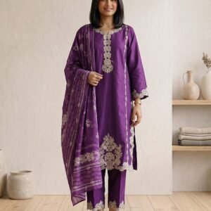 Amethyst Bloom – 3 Piece Printed Lawn Suit