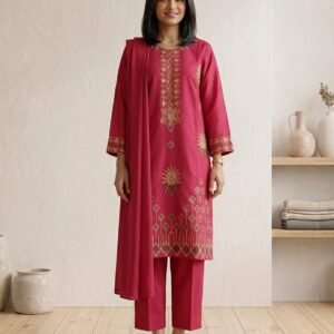 Fuchsia Flame – 2 Piece Embroidered Lawn Suit