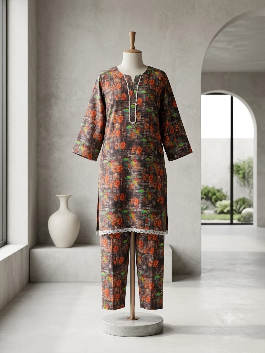Russet Rose – 2 Piece Printed Lawn Suit