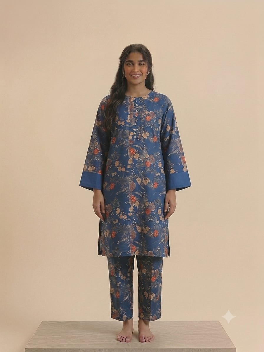 Steel Bloom – 2 Piece Printed Lawn Suit