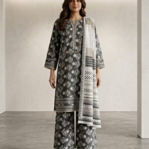 Monochrome Muse – 3 Piece Printed Lawn Suit