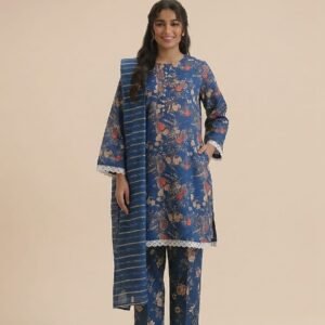 Sapphire Bloom – 3 Piece Printed Lawn Suit