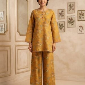 Golden Bloom – 2 Piece Printed Lawn Suit
