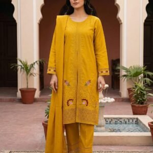 Marigold Grace – 3 Piece Embroidered Lawn Suit