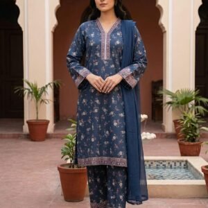 Indigo Blossom – 3 Piece Printed Lawn Suit