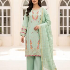 Mint Blossom – 3 Piece Embroidered Lawn Suit
