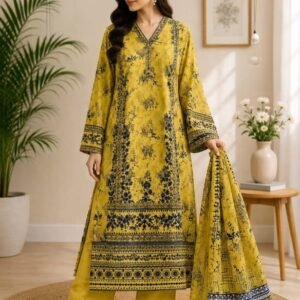 Mustard Mirage – 3 Piece Printed Lawn Suit