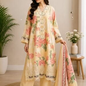 Peach Whisper – 3 Piece Embroidered Lawn Suit