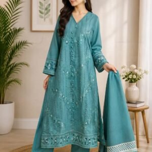 Aqua Vine 3 Piece Embroidered Lawn Suit