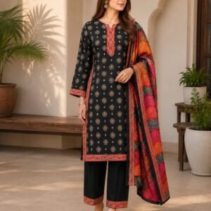 Midnight Crimson Printed 3-Piece Suit